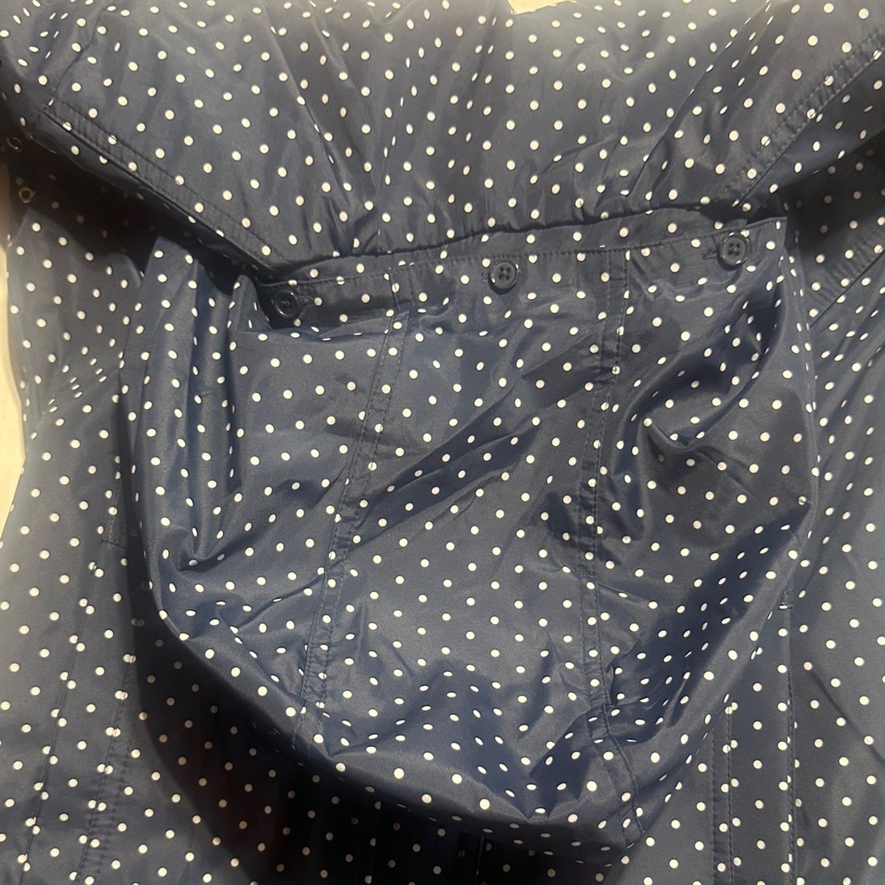 NWT Weathrproof Navy & white Polka Dot Raincoat w pockets zipper and buttons - Picture 11 of 15